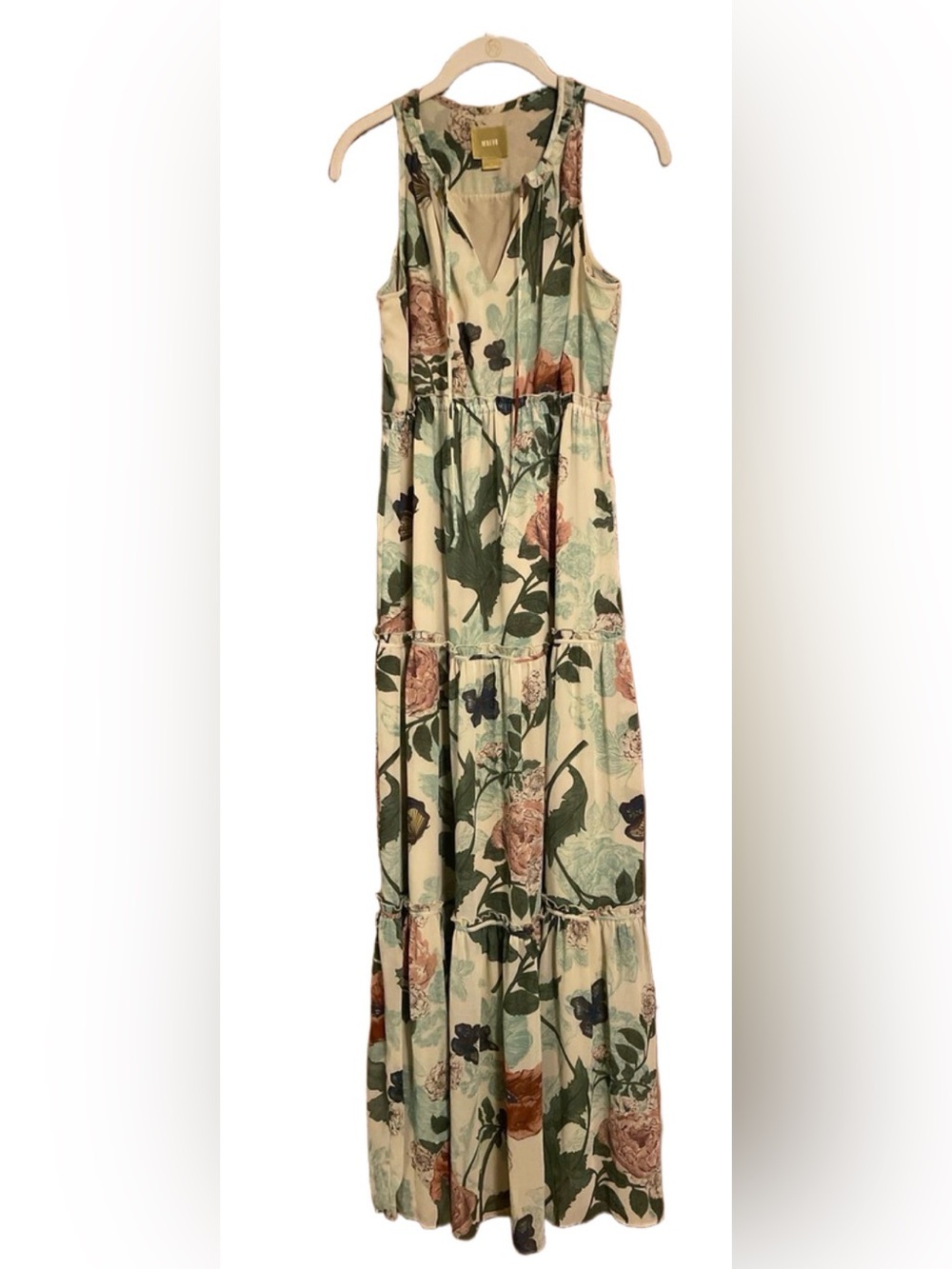 Maeve Floral Tiered Maxi Sundress in Cream, Sage & Rose